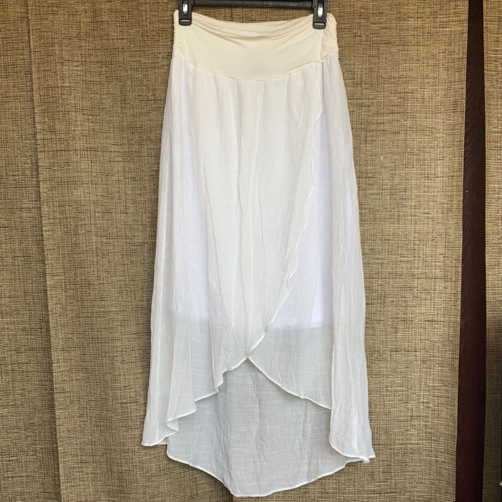 APT9 white sheer hi lo skirt lined